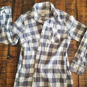 Gray and white flannel